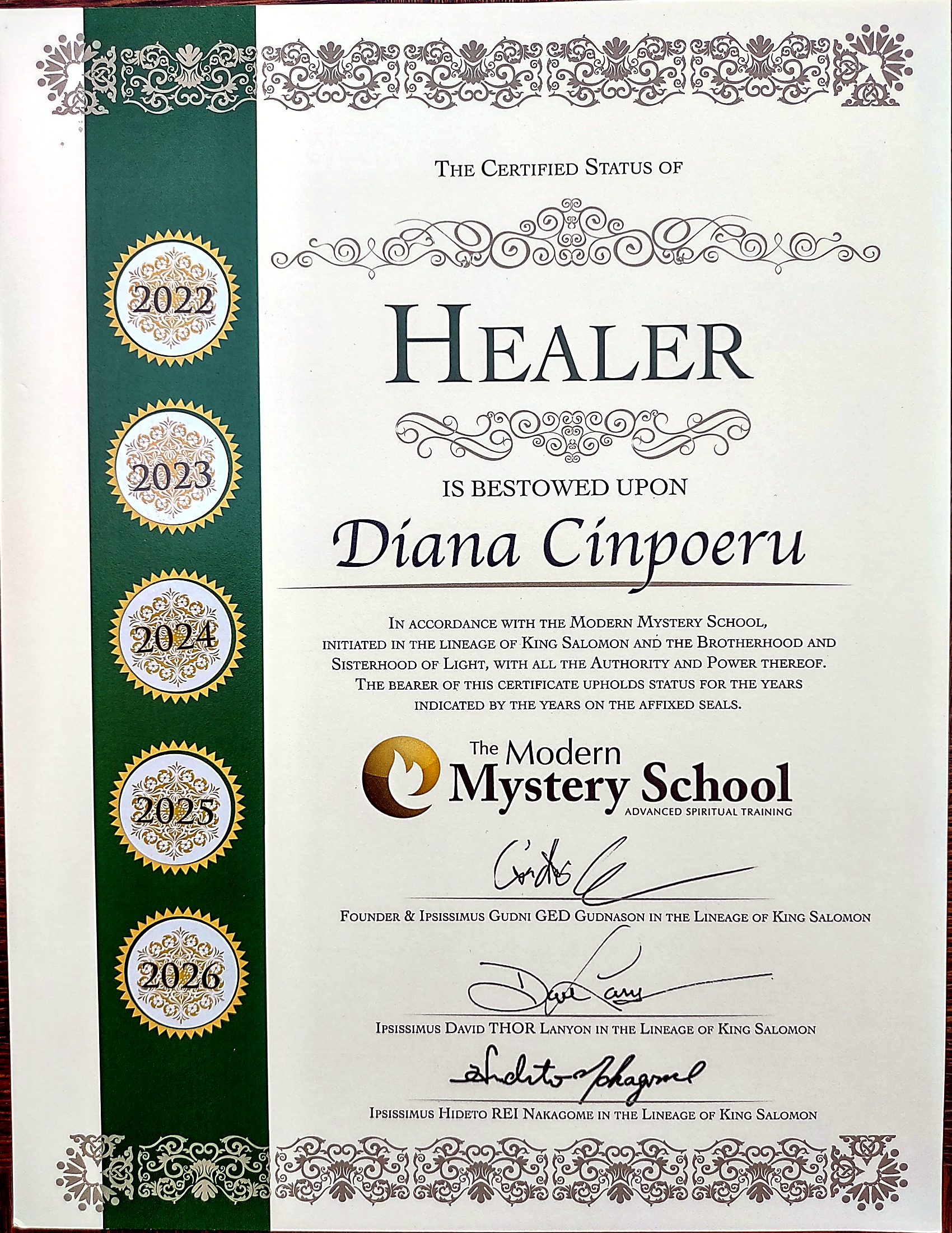 Healer Certification - Diana